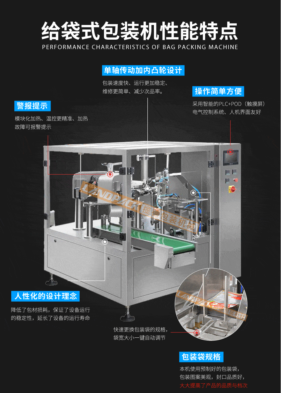 醬料給袋式液體包裝機(jī)特點